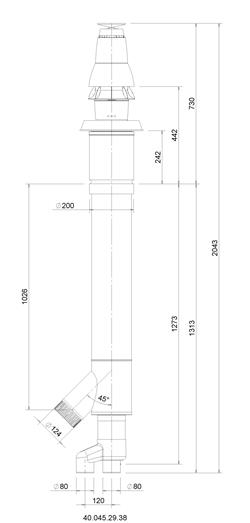 Burgerhout Roof terminal Skyline Combi PP with adaptor 80-80-125 Black thumbnail