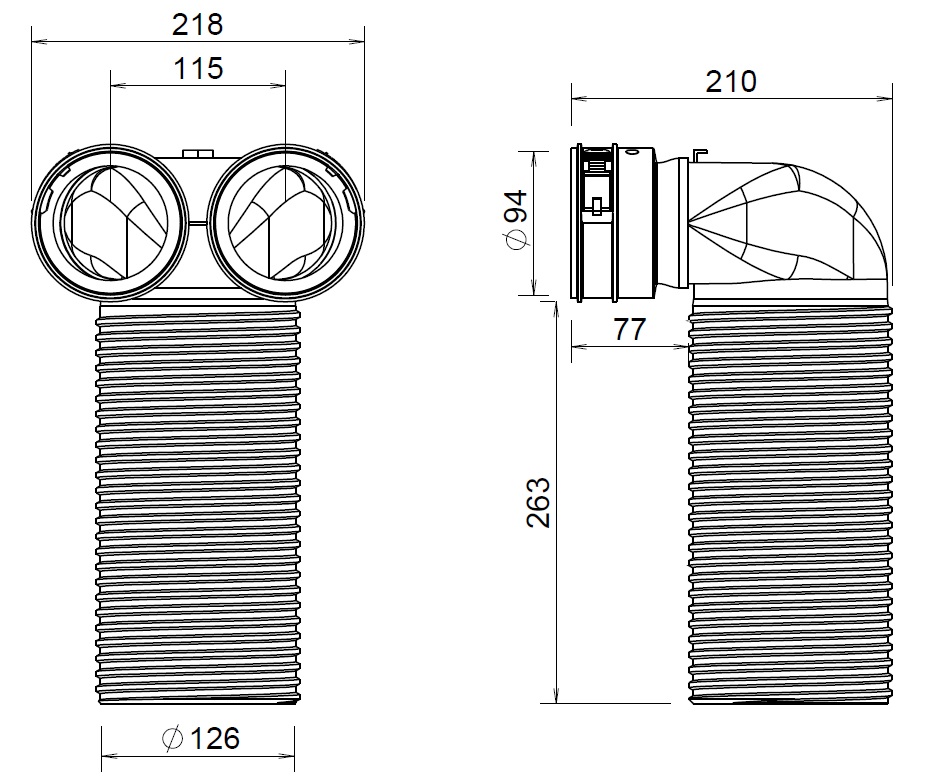 Hybalans+ Valve Connectionn 125 2×92 90° thumbnail