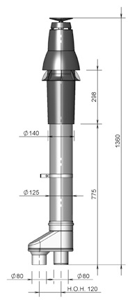 Roof terminal Skyline SST 80/125 with adaptor 80-80 Black thumbnail