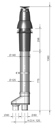Roof terminal Skyline AL 80/125 with adaptor 80-80 Black thumbnail