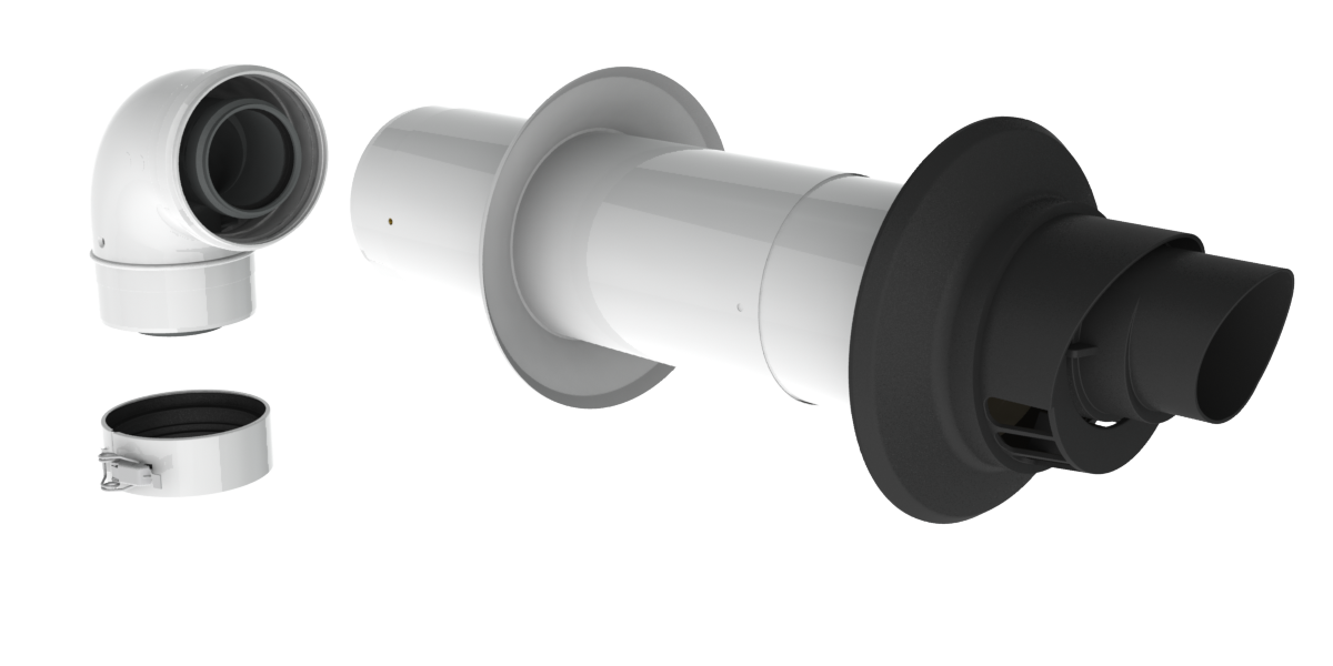 Wall terminal Telescopic + Elbow PP 60/100 thumbnail