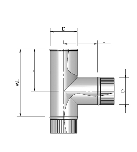 NEN 7203 Tee single-walled AL 80 90° thumbnail