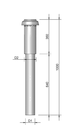 Roof terminal Ventilation AL 180 L=1000 Black thumbnail