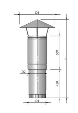 Roof terminal Ventilation GLV 250 L=1160 Black thumbnail