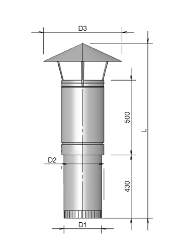 Roof terminal Ventilation GLV 350 L=1180 Black thumbnail