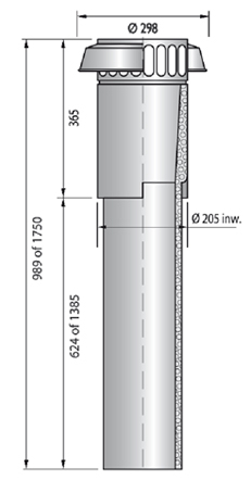 Roof terminal Ventilation Isolated 150 L=1750 Black thumbnail
