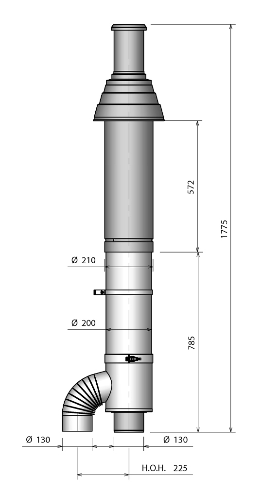 Roof terminal HR with adapter AL 130-130 to 210/200 thumbnail