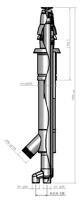 Roof terminal Skyline Combi PP with adaptor 80-80-125 Black thumbnail