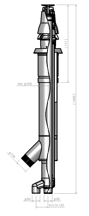 Roof terminal Skyline Combi AL with adaptor 80-80-125 Black thumbnail