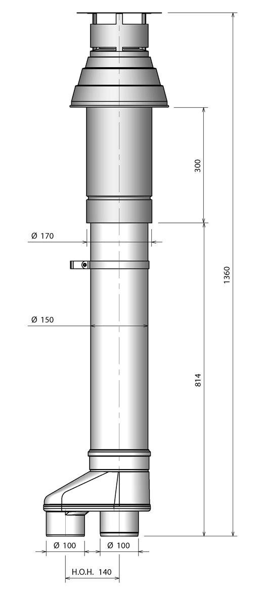 Roof terminal M2000 AL 100/150 with adapter 100-100 Black thumbnail