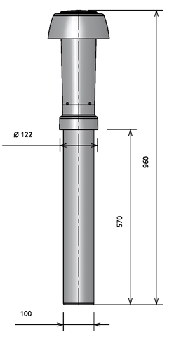 Roof terminal Ventilation PP 100 L=960 Black thumbnail