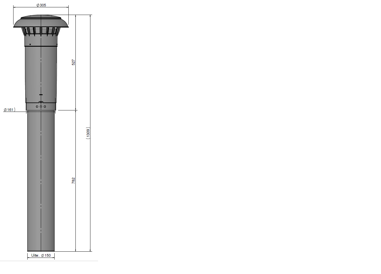 Roof terminal Ventilation PP 150 L=1310 Black thumbnail
