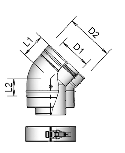 TwinSafe+ Elbow AL Concentric 80/125 45° thumbnail