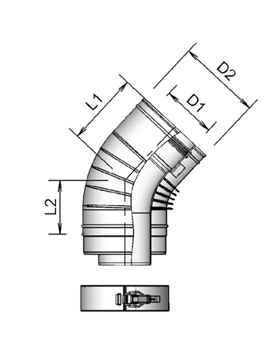 TwinSafe+ Elbow AL Concentric 100/150 45° thumbnail