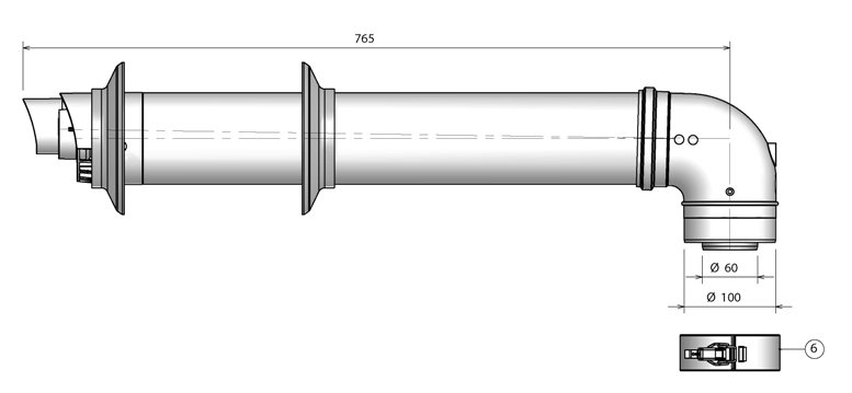 Wall terminal Telescopic + Elbow PP 60/100 thumbnail