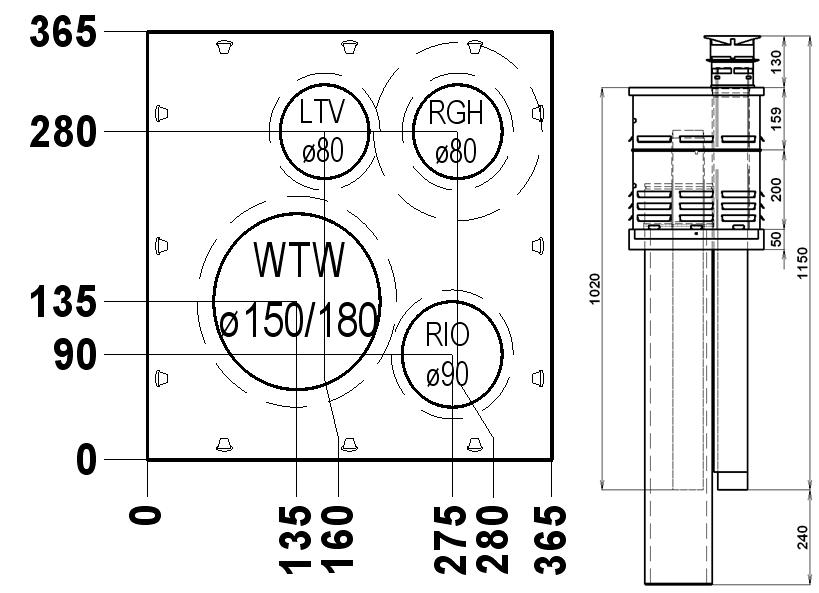Mini-Delta Schoorsteentop HR Gespiegeld AL 80-80 thumbnail