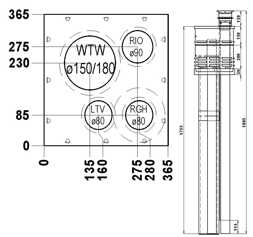 Mini-Delta Schoorsteentop HR Standaard AL 80-80 XL thumbnail