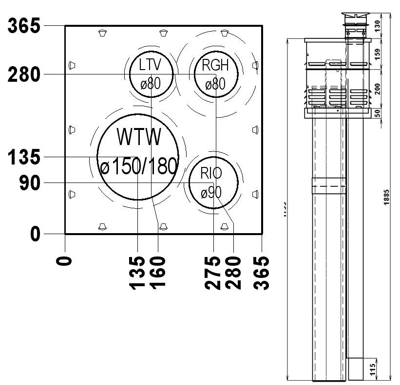 Mini-Delta Schoorsteentop HR Gespiegeld AL 80-80 XL thumbnail
