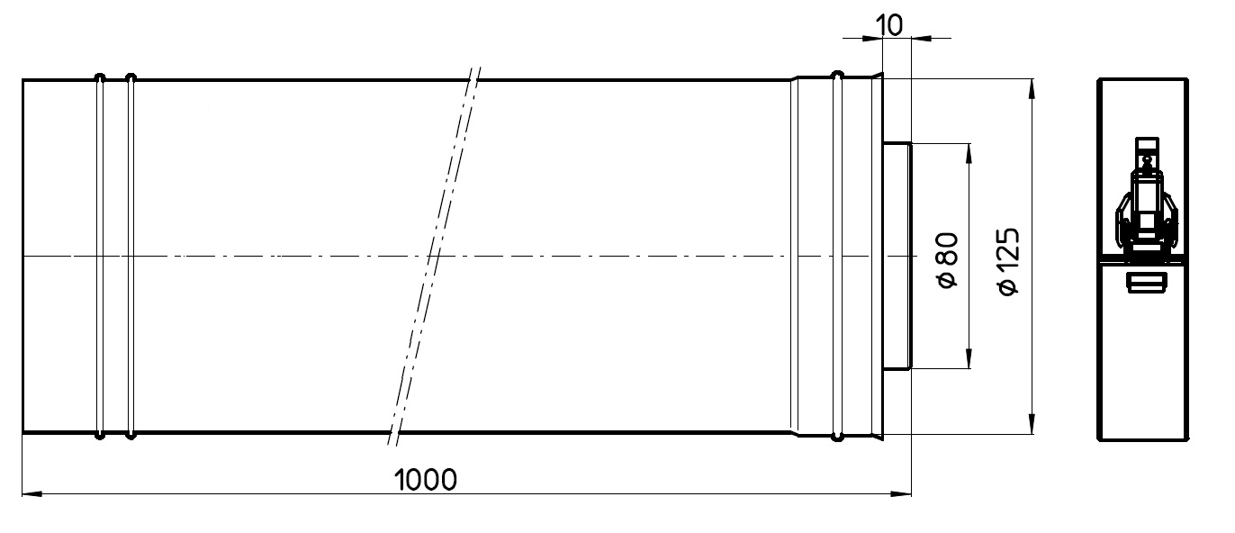 Outdoor Extension PP 80/125 L=1000 thumbnail