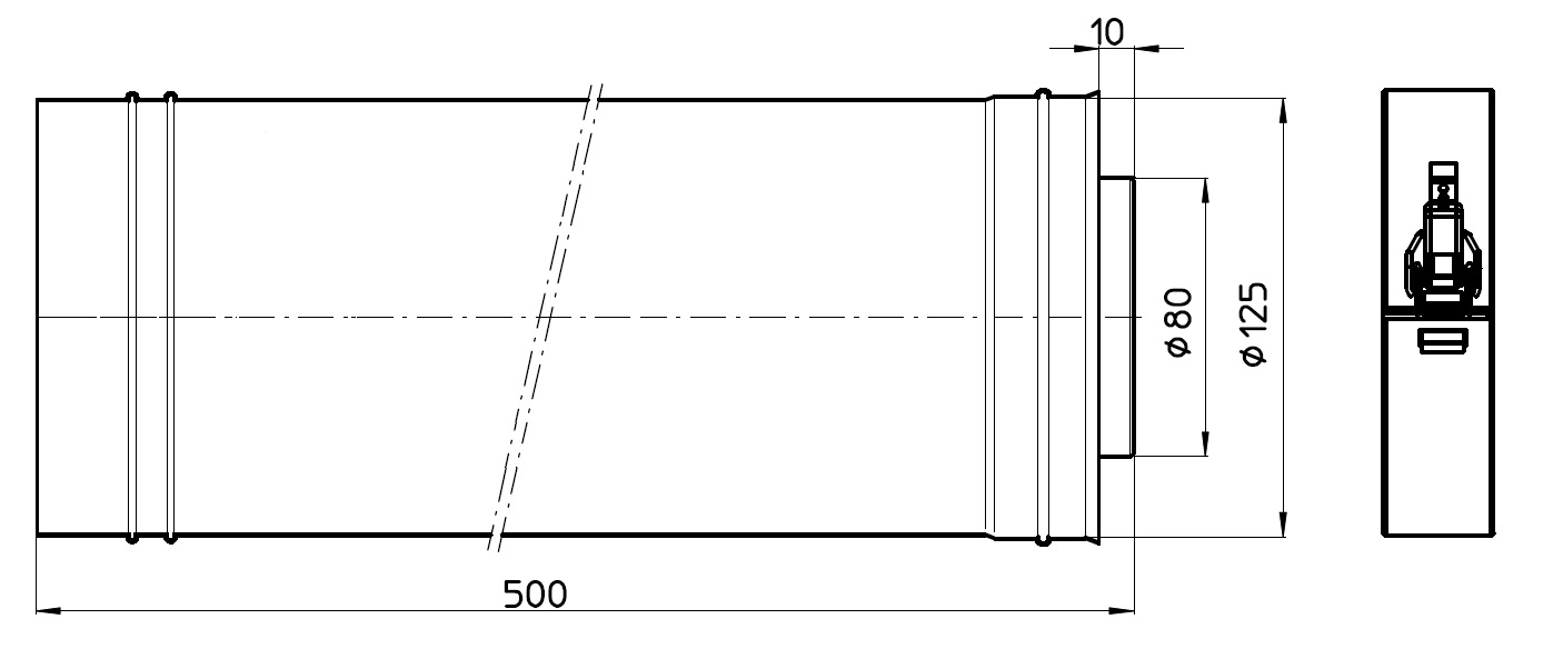 Outdoor Extension sh PP 80/125 L=500 thumbnail