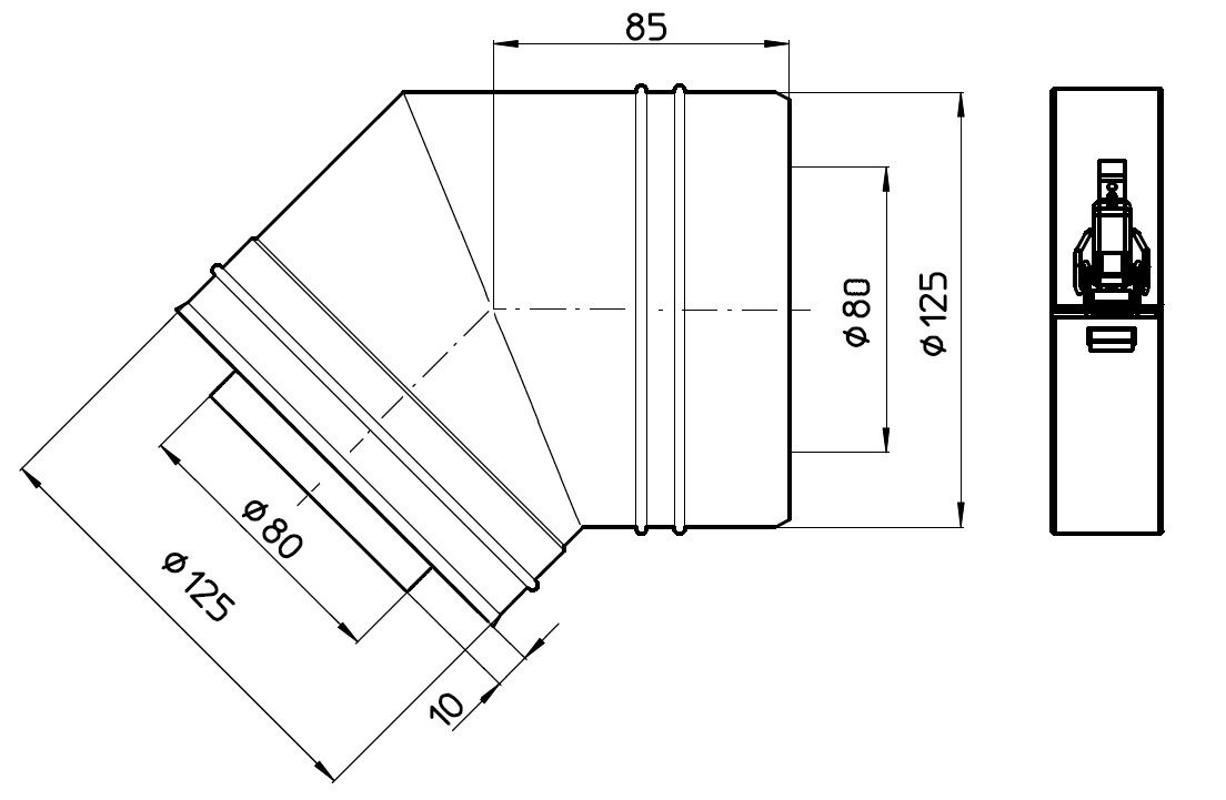 Outdoor Elbow PP 80/125 45° thumbnail