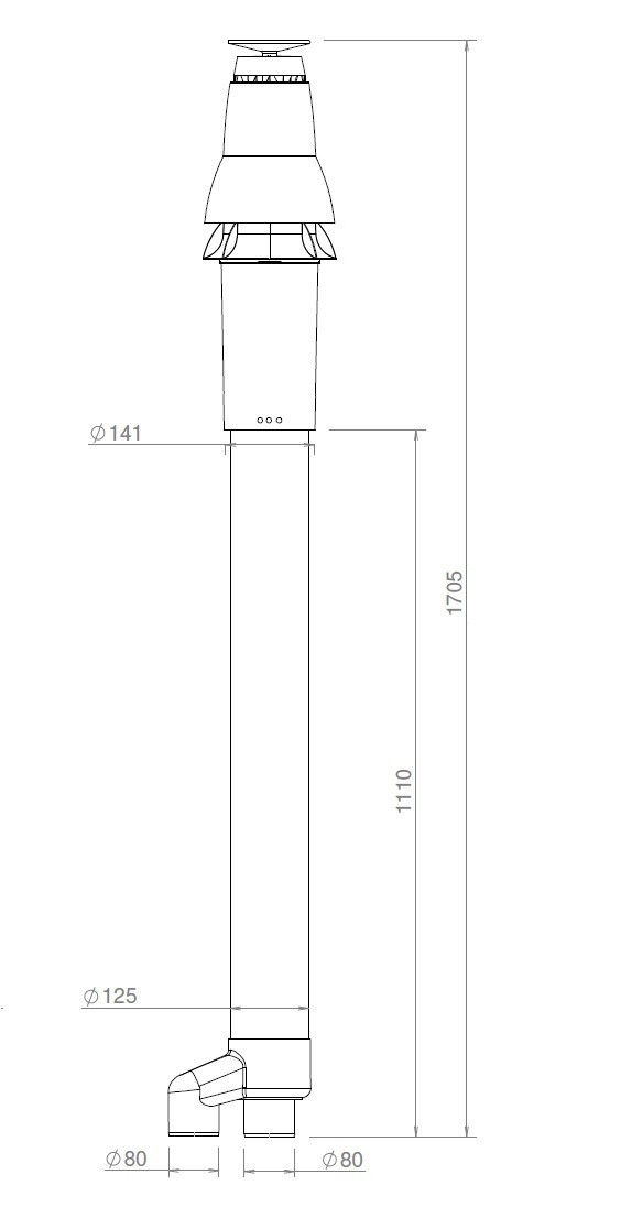 Roof terminal Skyline PP 80/125 with adaptor 80-80 XL Black thumbnail