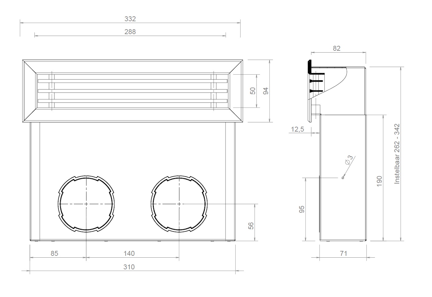 Hybalans+ Wall plenum Supply/Extract adjustable 92 #2 thumbnail