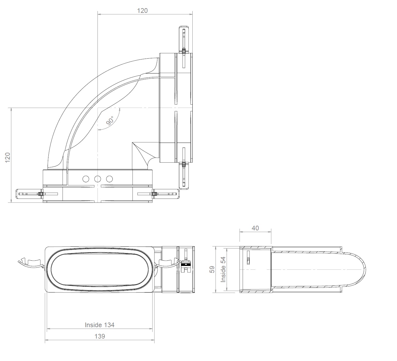 Hybalans+ Elbow 132×52 90° horizontal thumbnail