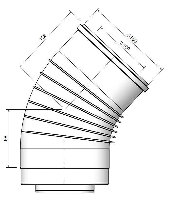 TwinSafe Elbow PP Concentric 100/150 45° thumbnail