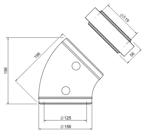 EasyAir Ventilatiebocht EPS 125 45°