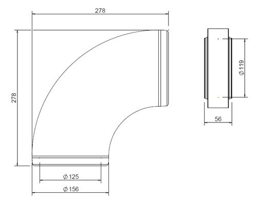 EasyAir Ventilatiebocht EPS 125 90°